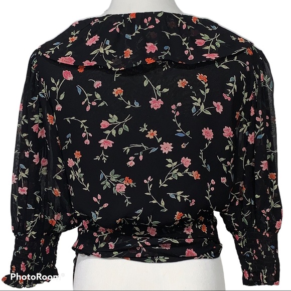 Ganni Paradise Elm Floral Georgette Wrap Top Surplus Wrap Top Small NEW - Picture 13 of 16